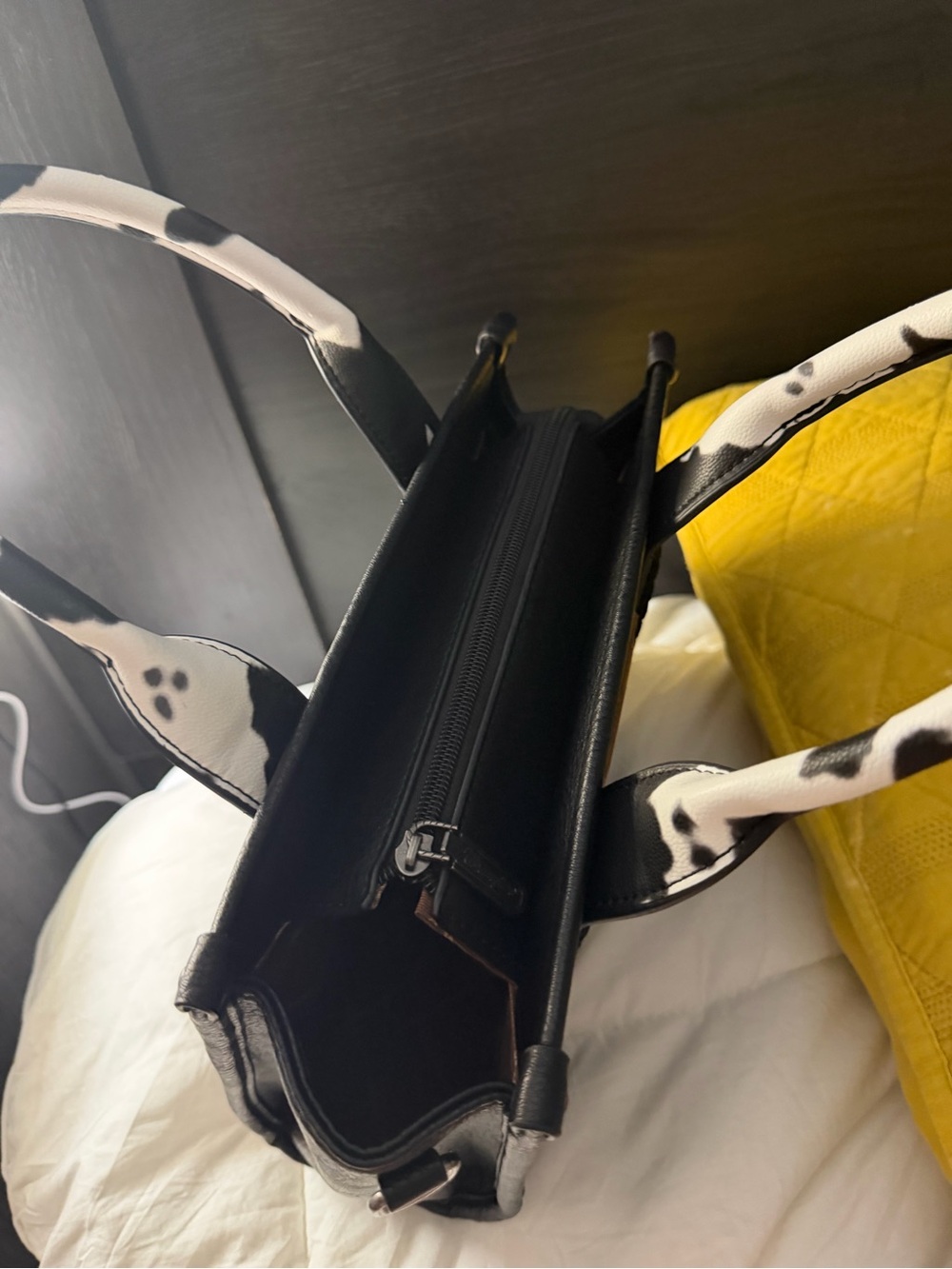 Wrangler Black and White Cowhide-Accent Satchel - Picture 3 of 6